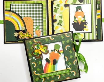 Mini album per il giorno di San Patrizio, album di ritagli per il giorno di San Patrizio, album a tema irlandese, mini album fatto a mano per il giorno di San Patrizio, mini album regalo