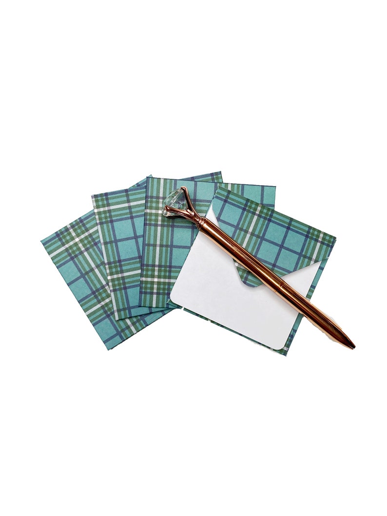 4 Plaid Mini Envelopes with Blank Note Cards, Blank Mini Cards, Blank Wedding Cards, Blank Cards, Advice Cards, Favor Cards Set of 4 image 1