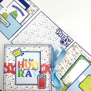 Ręcznie robiona kartka urodzinowa dla chłopca w trójdzielnym formacie Folio, kartka urodzinowa, kartka urodzinowa w formacie Folio z miejscem na zdjęcia, mini album urodzinowy