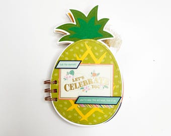 Handmade Tropical Birthday Mini Album, Birthday Scrapbook, Birthday Photo Mini Album with space for photos too, Birthday Mini Album