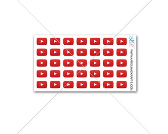 Itty Bitty Youtube Stickers or Youtube Play Button Stickers! Itty Bitty Planner Stickers, Sew Much Crafting Stickers  #SQ00647