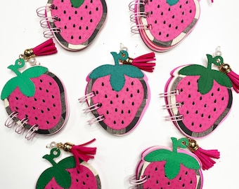 Mini quaderno a forma di fragola, mini quaderno a righe, piccolo diario, quaderno a forma di fragola, libro bianco, quaderno estivo a spirale