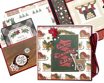 Handmade  Christmas Trifold Folio Card, Christmas Card, Blank Christmas Card Folio with space for photos too, Christmas Card Folio