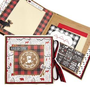 Mini album petit bûcheron, album de scrapbooking croisière, folio pour album sur le thème extérieur, mini album petit garçon fait main, cadeau mini album bûcheron