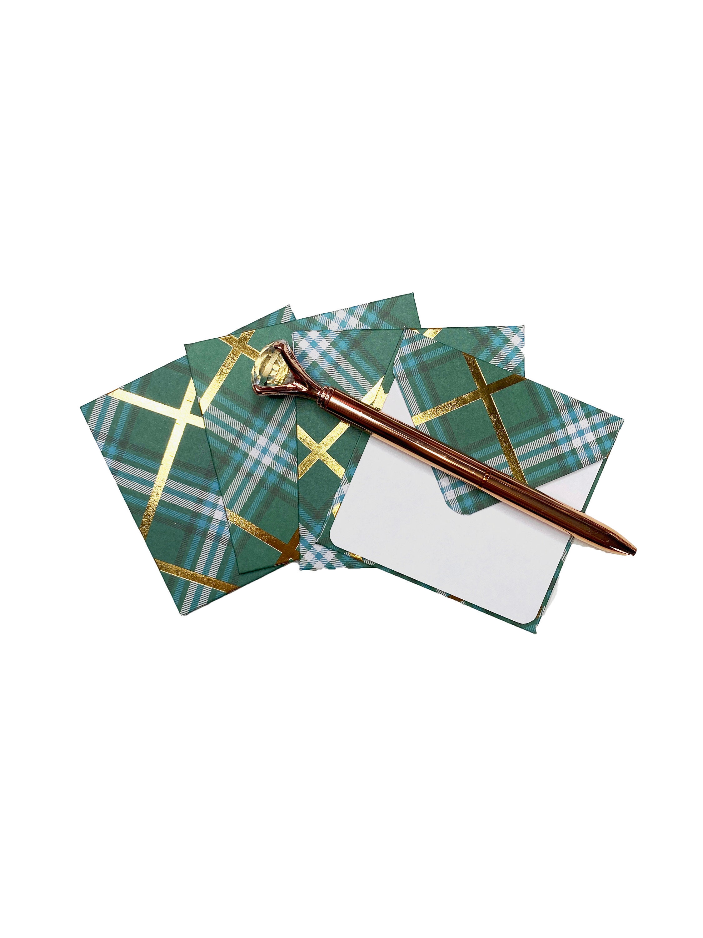 Note Cards Paper & Party Supplies Blank Cards 4 Plaid Mini Envelopes
