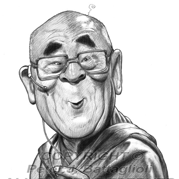 Dalai Lama  Caricature  Limited Edition Art Print