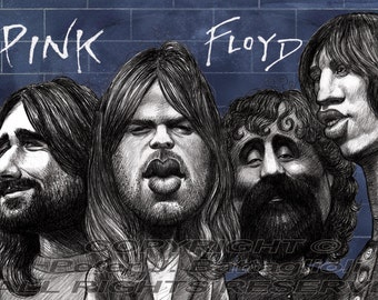 Pink Floyd Caricature Art Print Limited Edition