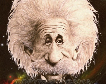 Albert Einstein  Caricature Art Print
