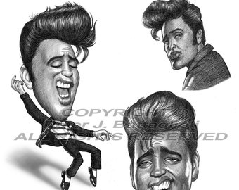Elvis Presley  Caricature Limited Edition Art Print by Battaglioli Studios