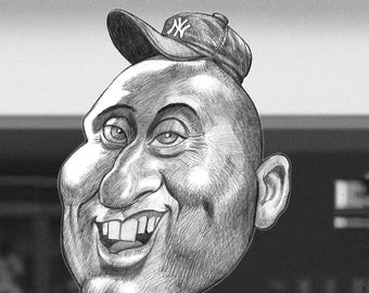 Derek Jeter Yankees Caricature  Limited Edition Art Print