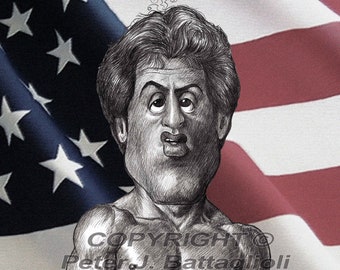 Sylvester Stallone as Rocky Balboa  Caricature Art Print Limited Edition