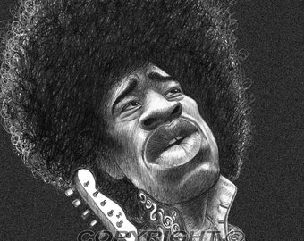 Jimi Hendrix Caricature Art  Print Limited Edition