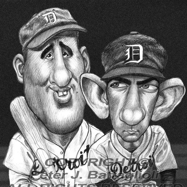 Hank Greenberg and Charlie Gehringer Caricature  Limited Edition Art Print