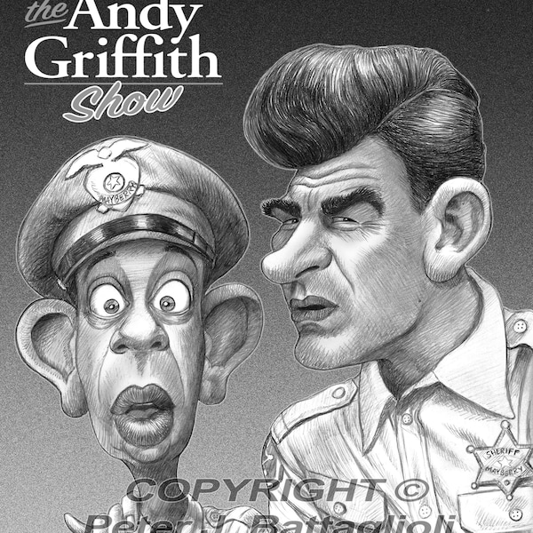 Andy Griffith Barney Fife Cartoon Caricature Limited Edition Art Print