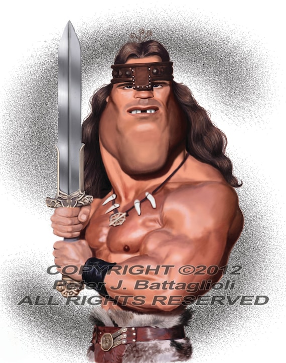 Arnold Schwarzenegger As Conan Caricature Art Print Limited Etsy