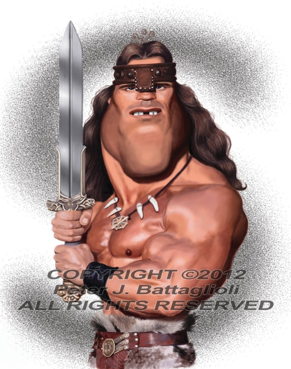 Arnold Schwarzenegger As Conan Caricature Art Print Limited Etsy