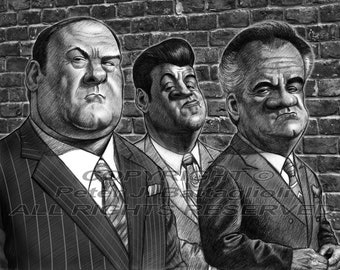 Sopranos Cartoon Caricature Edición Limitada Arte Impresión