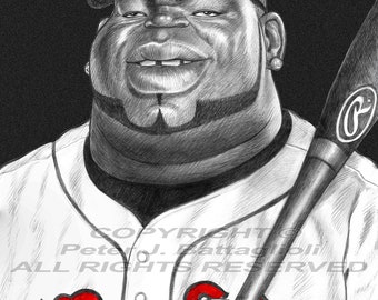 David Ortiz Big Papi Boston Red Sox  Caricature Limited Edition Art Print