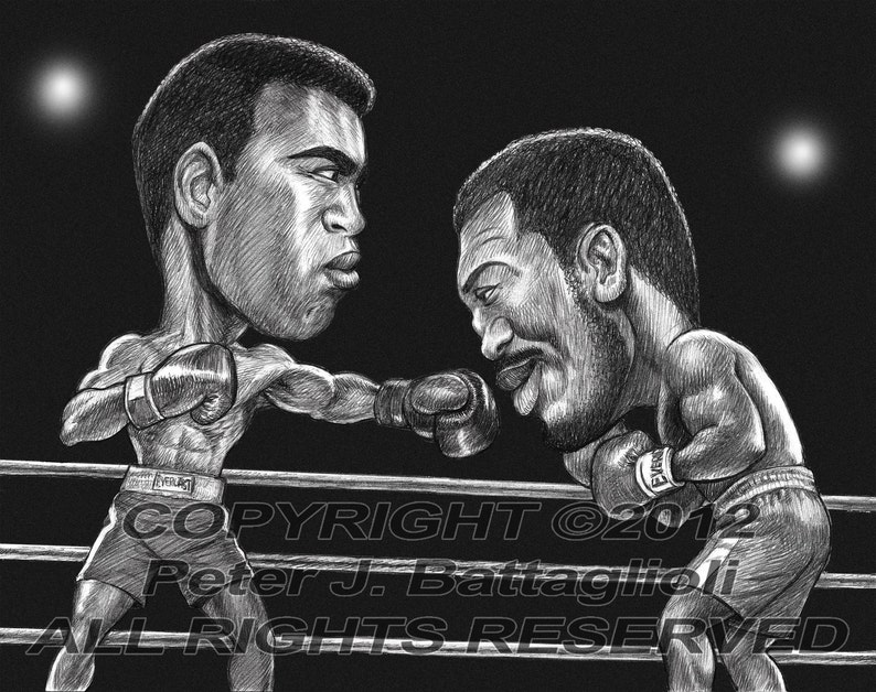Muhammad Ali Joe Frazier Caricature Art Print image 1