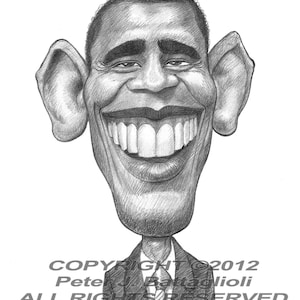 Barack Obama Caricatura Arte Impresión Edición Limitada imagen 1