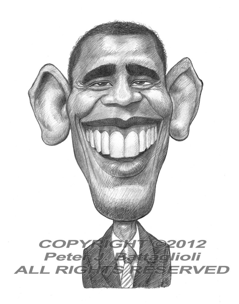 Barack Obama Caricatura Arte Impresión Edición Limitada imagen 1