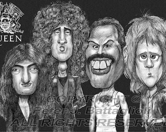 Queen   Caricature Art Print Limited Edition