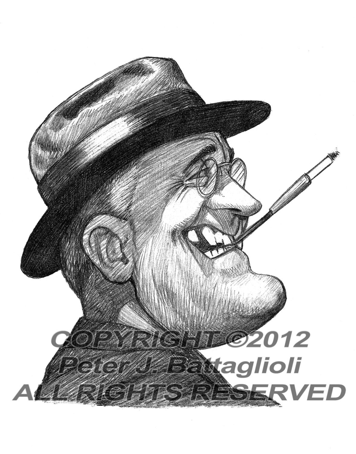 FDR Franklin D. Roosevelt Caricature Limited Edition Art Print by