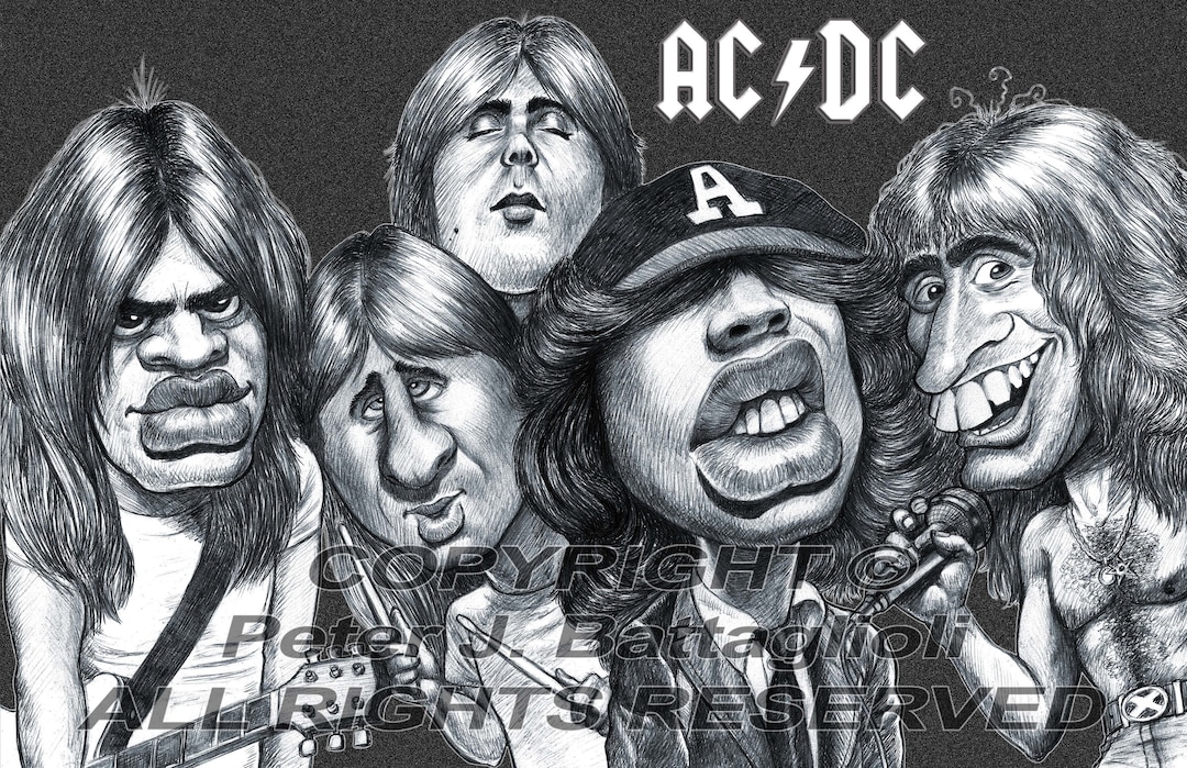 ACDC Caricature Art Print Limited Edition - Etsy