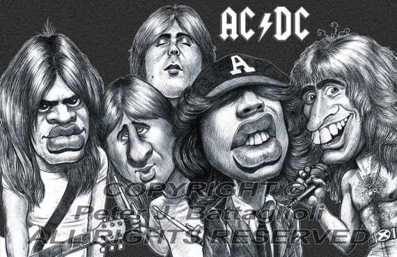 ACDC Caricature Art Print Limited Edition | Etsy