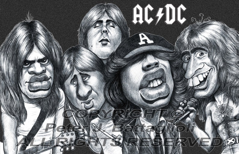ACDC Caricature Art Print Limited Edition - Etsy