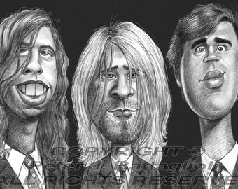 Nirvana Caricature Art Print de Peter J Battaglioli