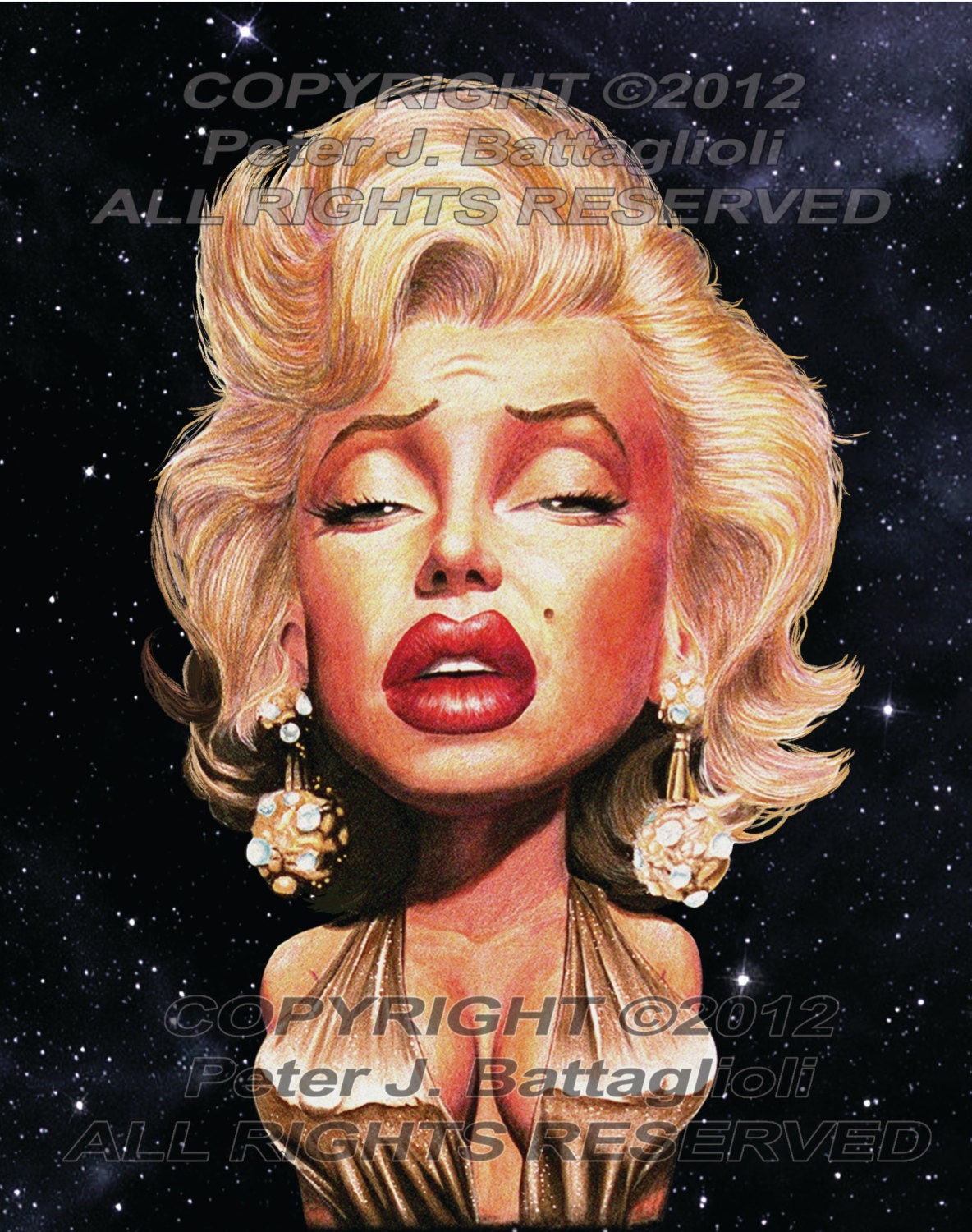Marilyn Monroe #2 Caricatura Arte Impresión Edición Limitada - Etsy México, image size:1184x1500