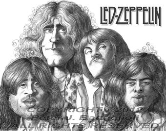 Led Zeppelin  Caricature Art Print Limited Edition