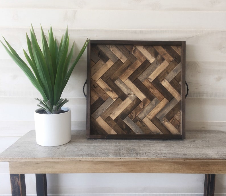 Wood Serving Tray Decorative Tray Large Ottoman Tray Rustic Etsy