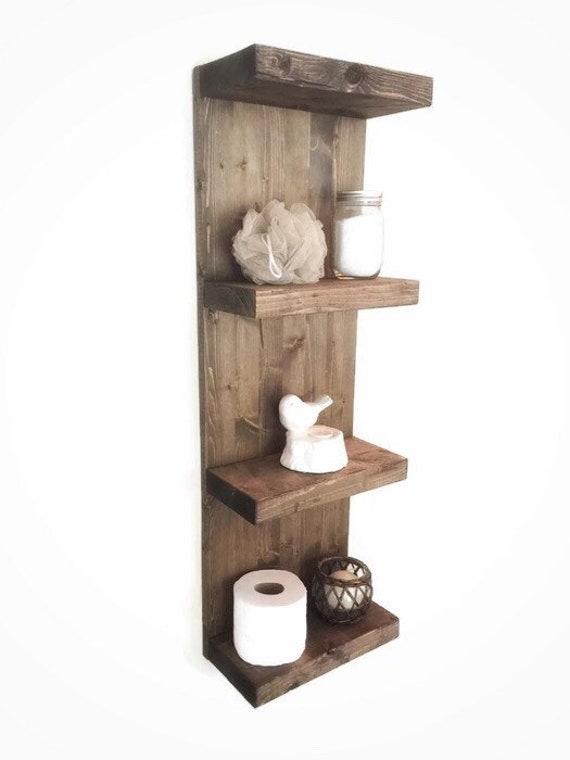 Items similar to Rustic wooden shelf Large Bathroom shelf wall