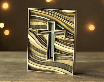 3D Layered Wooden Cross, Christening Baptism Gift