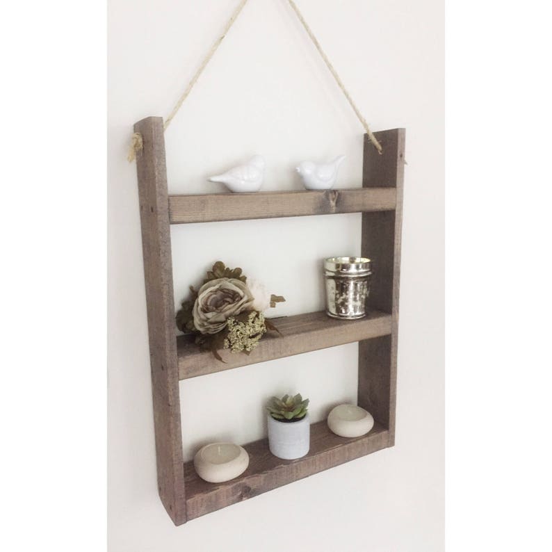 Rope Shelf Bathroom Kitchen Spice Rack Hanging Wood Floating Modern Farmhouse Decor