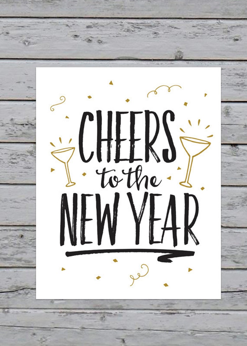 Printable Cheers to the New Year Art Print 8x10 | Etsy