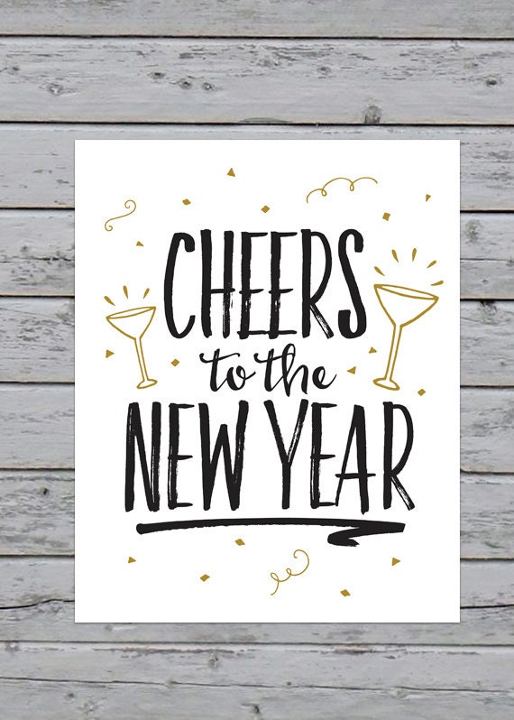 Printable Cheers to the New Year Art Print 8x10 | Etsy