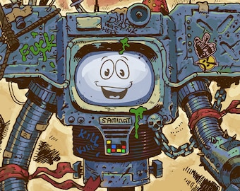 SIGNED "New Vegas Yes Man Securitron" 12x18 Poster