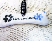 Ornament Dog Bone Pets Ceramic Porcelain Pottery Hand Painted BBB