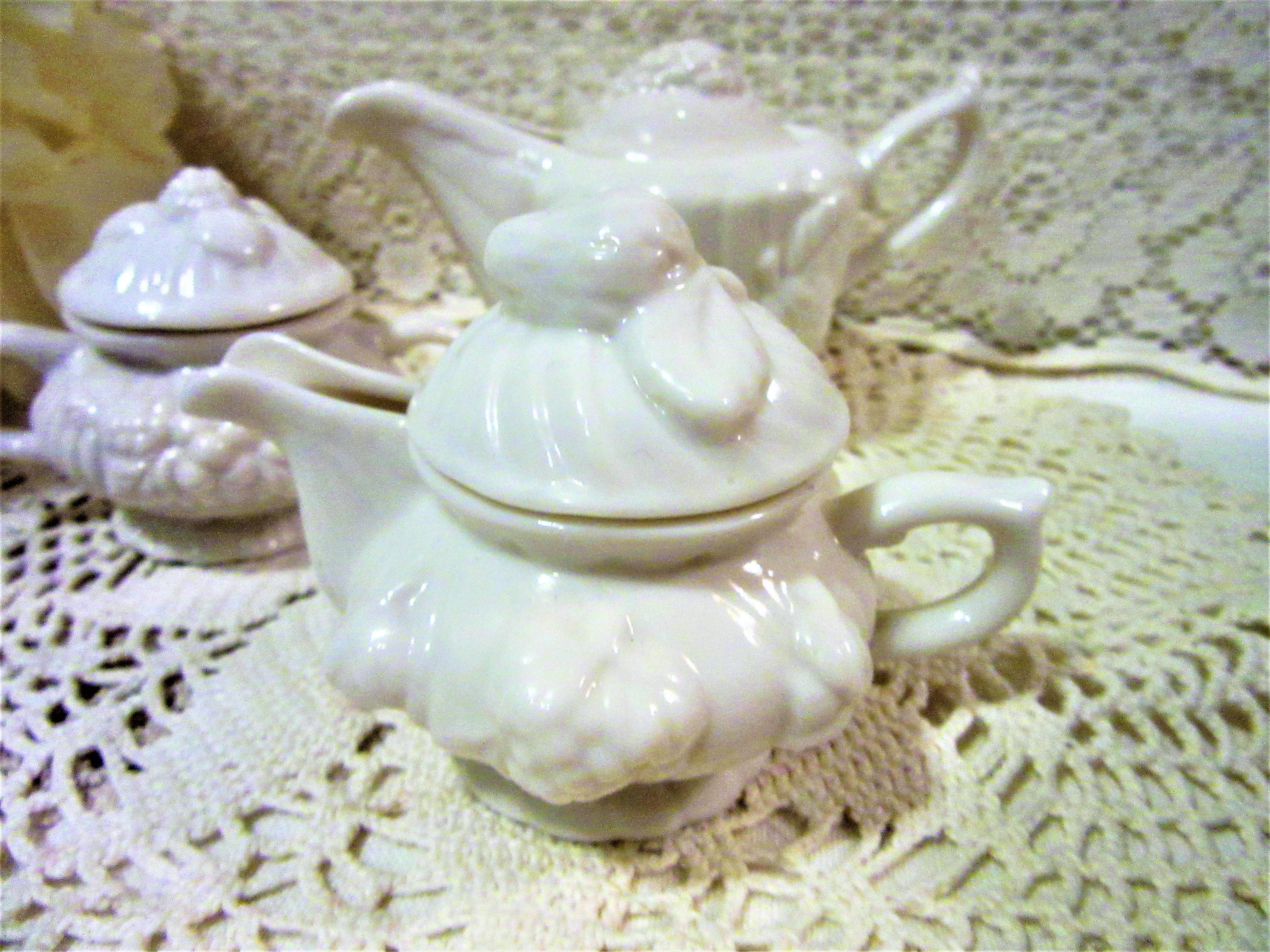 Tea Set Childs Tea Set Milk Glass Tea Set. Children Tea Set Etsy