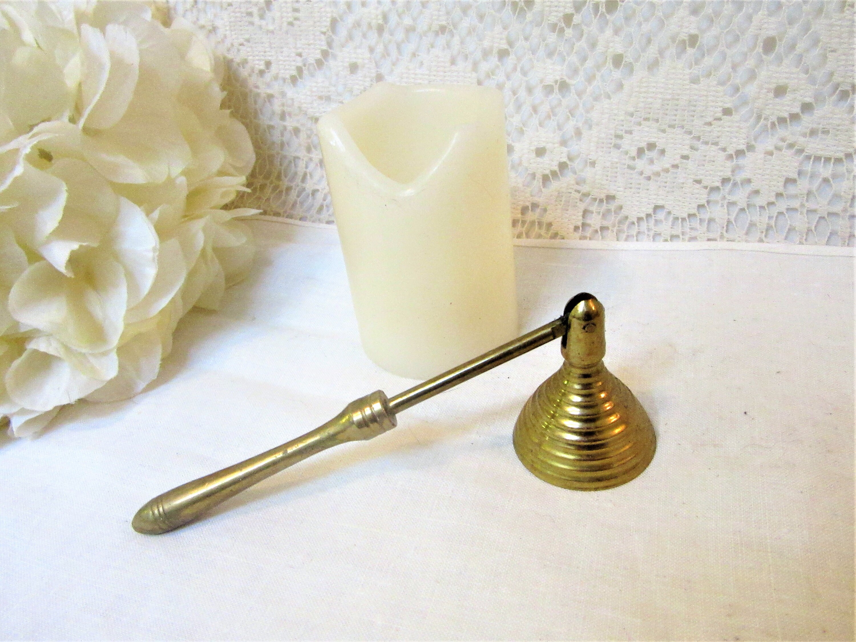 Candle Snuffer Solid Brass Vintage Brass Candlestick Home Etsy