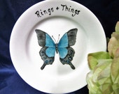 Sale Ring Dish Jewelry Keys Hand Painted Butterfly Ceramic Porcelain B