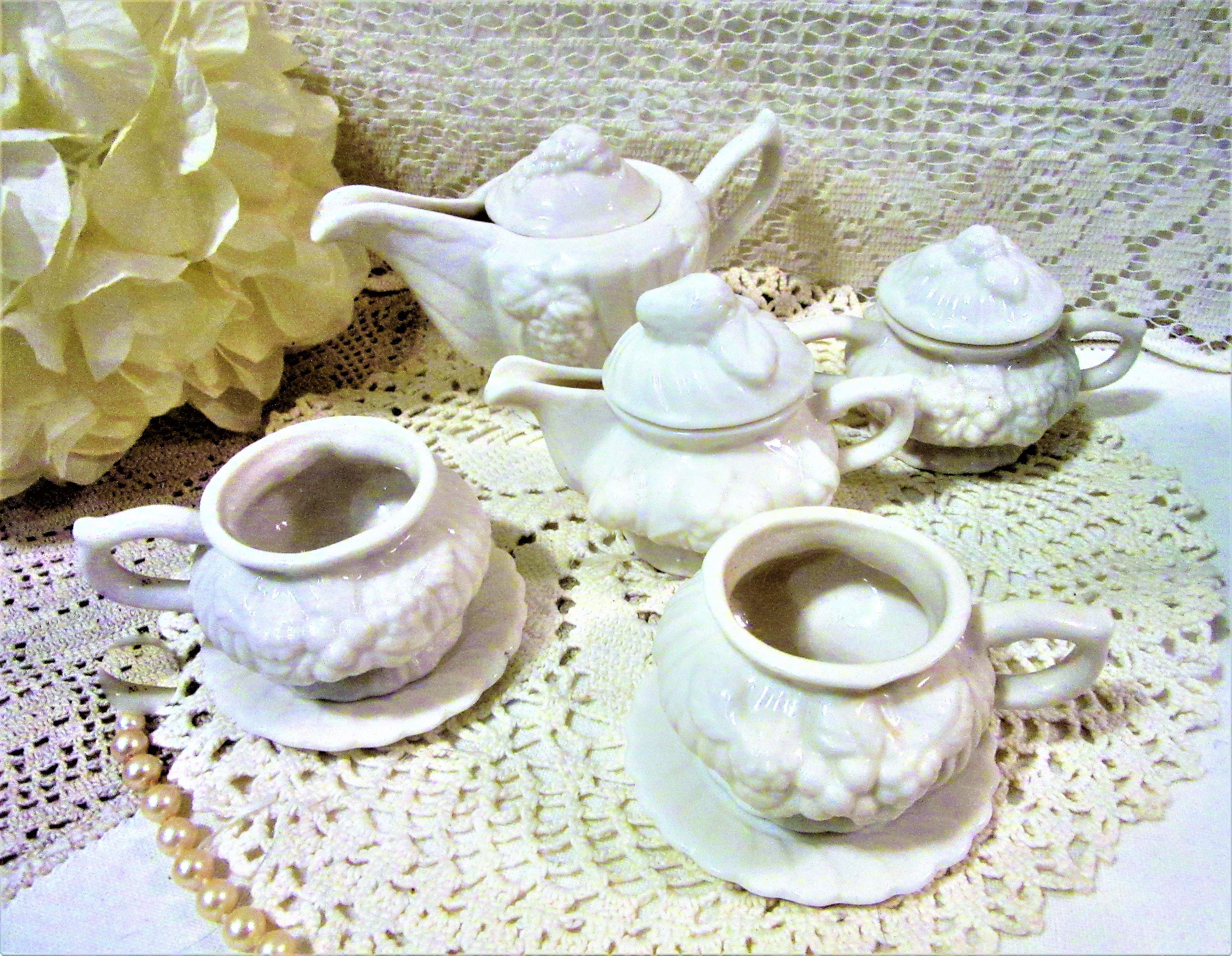 Tea Set Childs Tea Set Milk Glass Tea Set. Children Tea Set Etsy