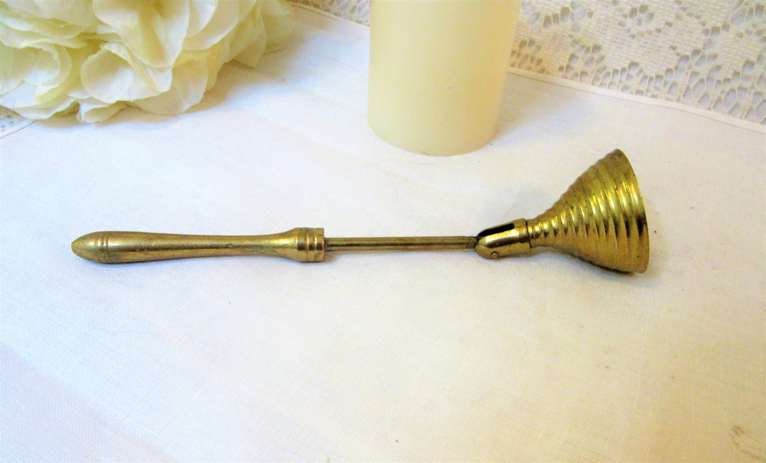 Candle Snuffer Solid Brass Vintage Brass Candlestick Home Etsy