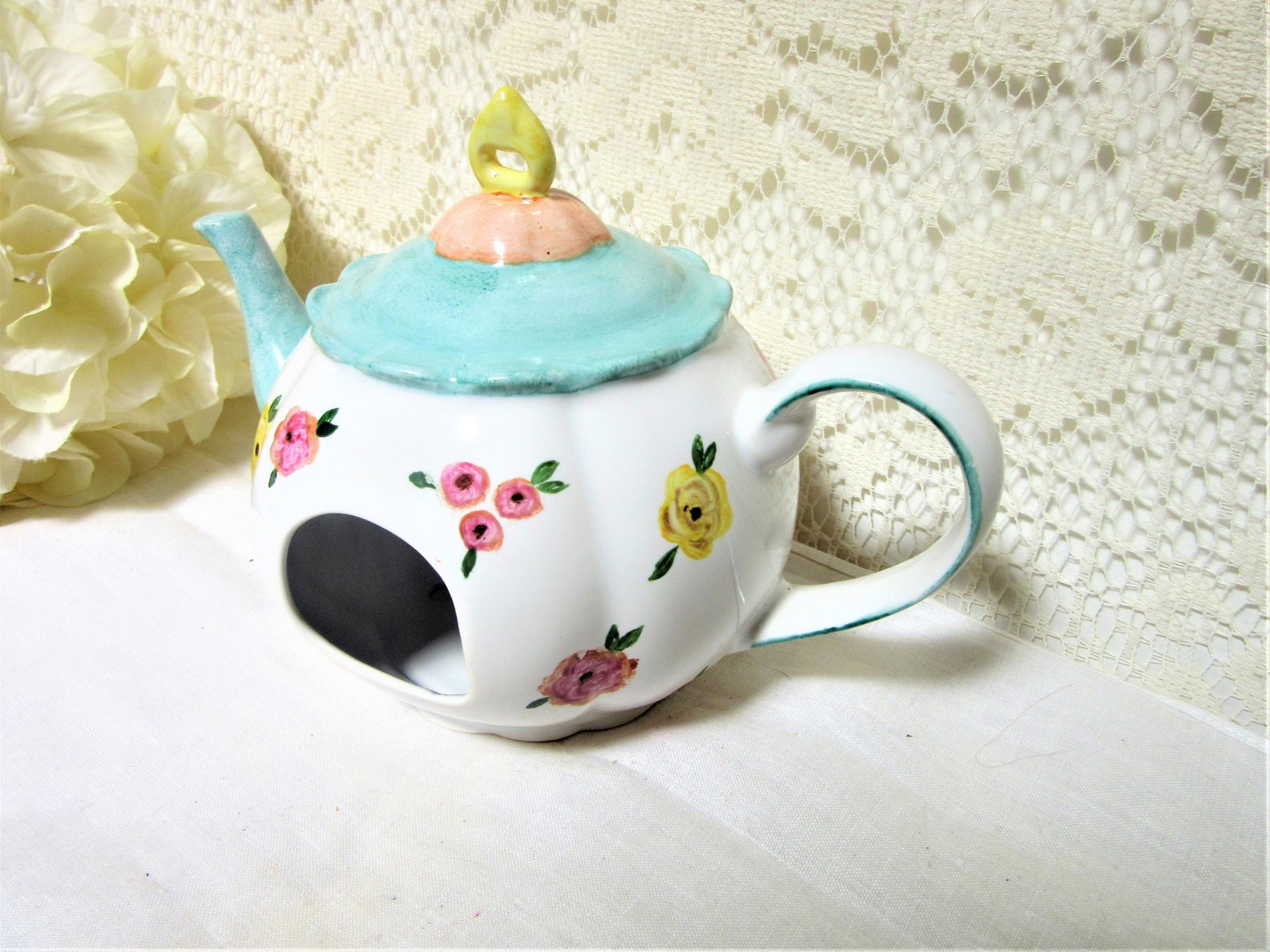 Birdhouse Victorian Teapot Hanging Birdhouse Bird Lover Etsy