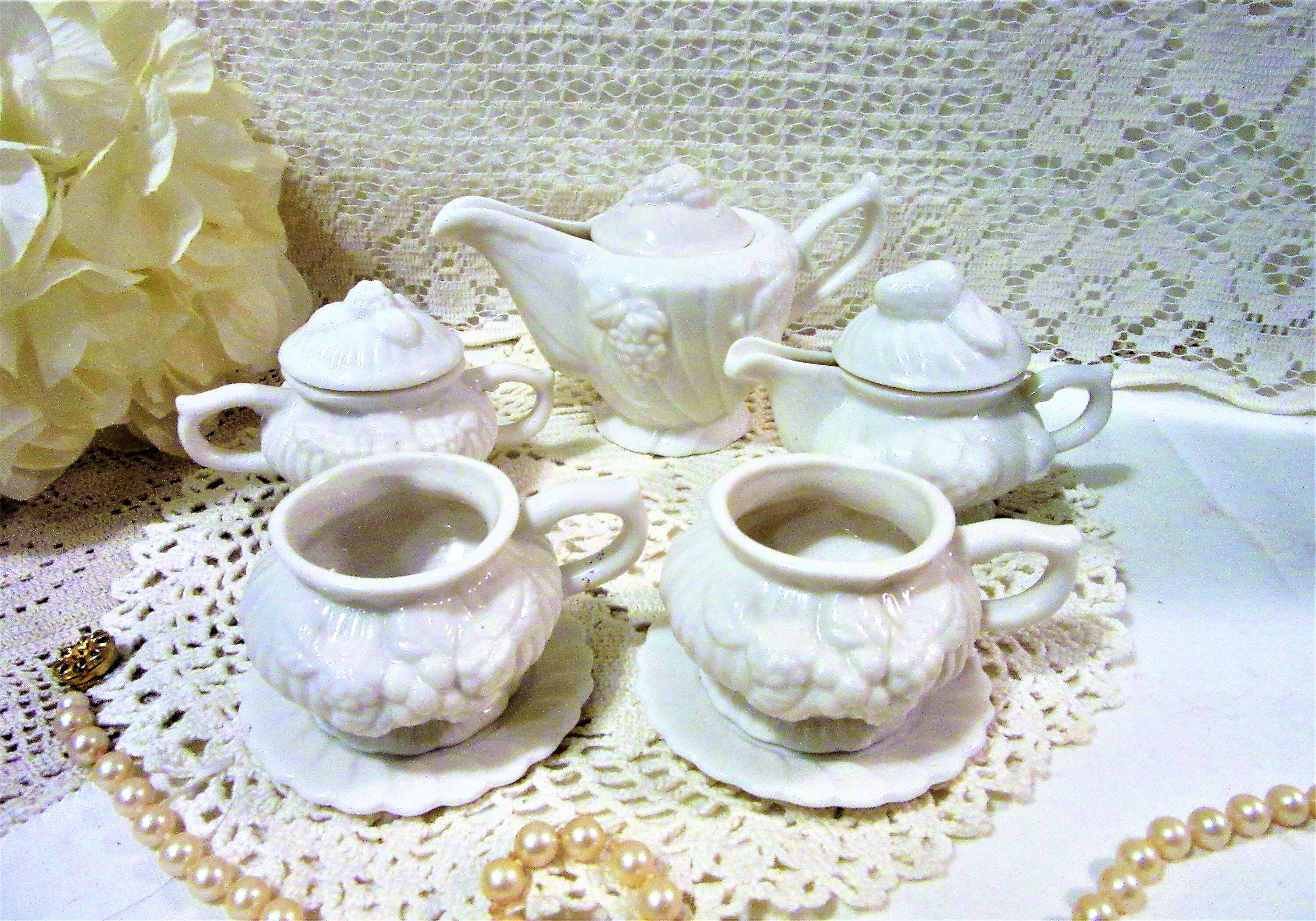 Tea Set Childs Tea Set Milk Glass Tea Set. Children Tea Set Etsy