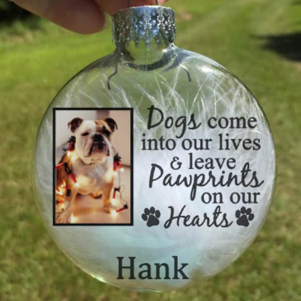 Pet Memorial Ornament with Photo - Dog Loss Gift - Pet Remembrance - Dog Memorial Ornament -
