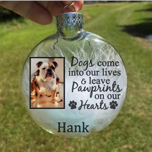 Pet Memorial Ornament with Photo - Dog Loss Gift - Pet Remembrance - Dog Memorial Ornament -